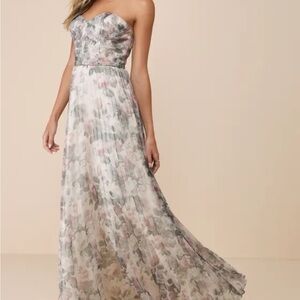 Floral Strapless Maxi Dress-never worn